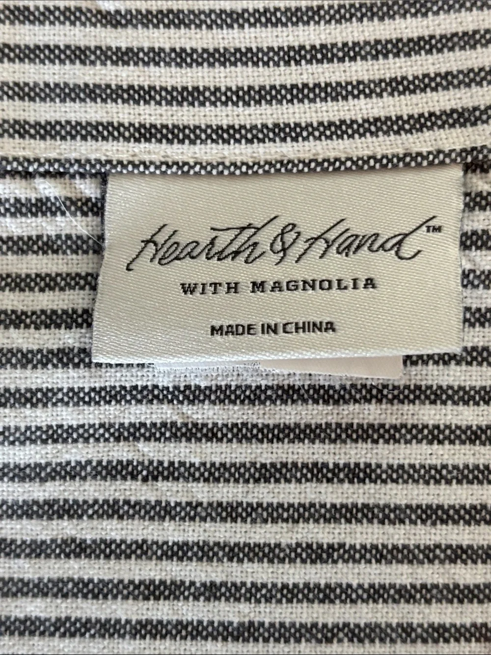 Hearth & Hand Striped Fringe Shower Curtain - White and Gray